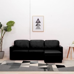 vidaXL Sofá cama modular de 3 plazas cuero sintético negro