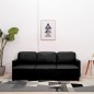 vidaXL Sofá cama modular de 3 plazas cuero sintético negro vidaXL Sofá cama modular de 3 plazas cuero sintético negro