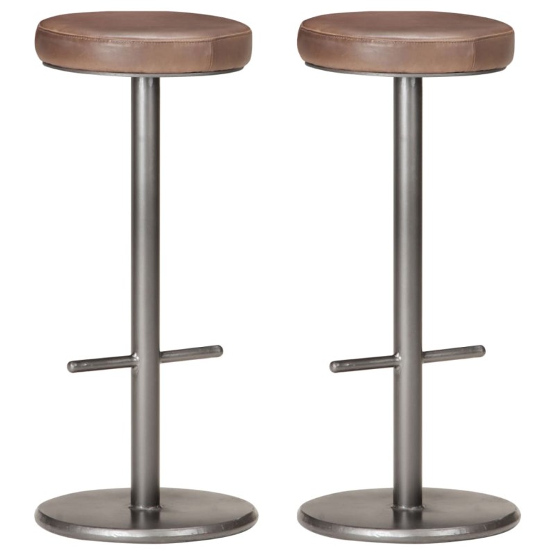 vidaXL Taburetes de cocina 2 uds cuero auténtico marrón envejecido vidaXL Taburetes de cocina 2 uds cuero auténtico marrón envejecido