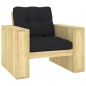 vidaXL Silla de jardín y cojines negro madera pino impregnada vidaXL Silla de jardín y cojines negro madera pino impregnada
