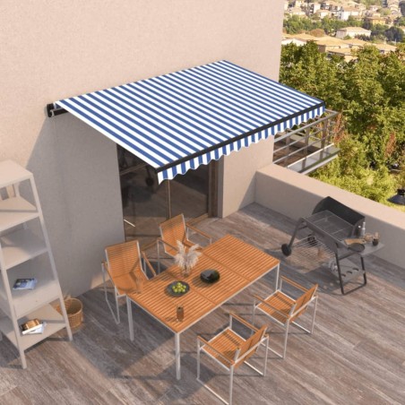 vidaXL Toldo automático retráctil azul y blanco 450x350 cm