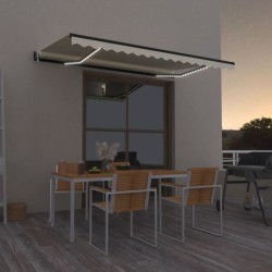 vidaXL Toldo automático con LED sensor de viento crema 450x350 cm
