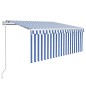 vidaXL Toldo automático persiana LED sensor viento azul blanco 3x2,5 m vidaXL Toldo automático persiana LED sensor viento azul blanco 3x2,5 m