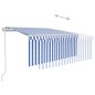 vidaXL Toldo automático persiana LED sensor viento azul blanco 3x2,5 m vidaXL Toldo automático persiana LED sensor viento azul blanco 3x2,5 m