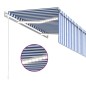 vidaXL Toldo automático persiana LED sensor viento azul blanco 3x2,5 m vidaXL Toldo automático persiana LED sensor viento azul blanco 3x2,5 m
