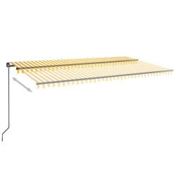 vidaXL Toldo retráctil manual amarillo y blanco 600x350 cm