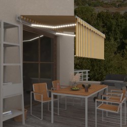 vidaXL Toldo automático persiana, LED y sensor amarillo/blanco 3x2,5 m  