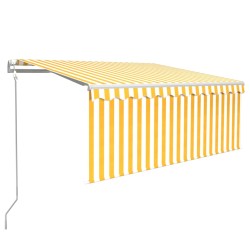 vidaXL Toldo automático persiana, LED y sensor amarillo/blanco 3x2,5 m  