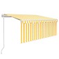 vidaXL Toldo automático persiana, LED y sensor amarillo/blanco 3x2,5 m vidaXL Toldo automático persiana, LED y sensor amarillo/blanco 3x2,5 m