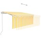 vidaXL Toldo automático persiana, LED y sensor amarillo/blanco 3x2,5 m vidaXL Toldo automático persiana, LED y sensor amarillo/blanco 3x2,5 m