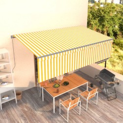 vidaXL Toldo retráctil manual con persiana amarillo y blanco 5x3 m