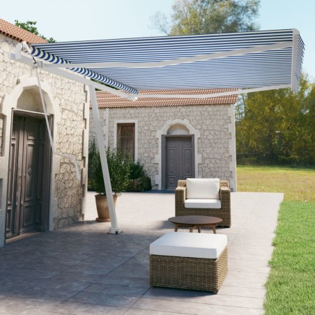 vidaXL Toldo de pie automático azul y blanco 450x350 cm