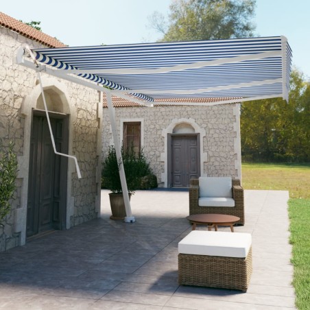 vidaXL Toldo de pie automático azul y blanco 600x350 cm
