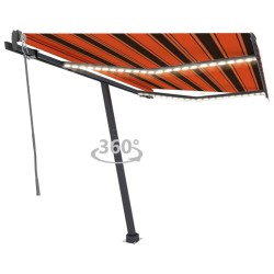 vidaXL Toldo automático LED sensor de viento naranja marrón 300x250 cm