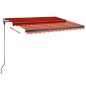 vidaXL Toldo automático LED sensor de viento naranja marrón 300x250 cm vidaXL Toldo automático LED sensor de viento naranja marrón 300x250 cm