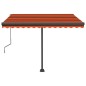 vidaXL Toldo automático LED sensor de viento naranja marrón 300x250 cm vidaXL Toldo automático LED sensor de viento naranja marrón 300x250 cm