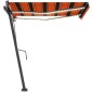 vidaXL Toldo automático LED sensor de viento naranja marrón 300x250 cm vidaXL Toldo automático LED sensor de viento naranja marrón 300x250 cm
