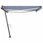 vidaXL Toldo manual retráctil con LED azul y blanco 400x300 cm vidaXL Toldo manual retráctil con LED azul y blanco 400x300 cm