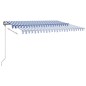 vidaXL Toldo manual retráctil con LED azul y blanco 400x300 cm vidaXL Toldo manual retráctil con LED azul y blanco 400x300 cm