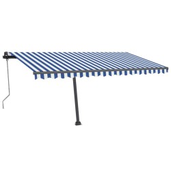 vidaXL Toldo automático LED sensor de viento azul y blanco 450x350 cm