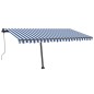 vidaXL Toldo automático LED sensor de viento azul y blanco 450x350 cm vidaXL Toldo automático LED sensor de viento azul y blanco 450x350 cm