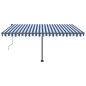 vidaXL Toldo automático LED sensor de viento azul y blanco 450x350 cm vidaXL Toldo automático LED sensor de viento azul y blanco 450x350 cm