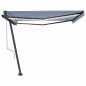 vidaXL Toldo automático LED sensor de viento azul y blanco 450x350 cm vidaXL Toldo automático LED sensor de viento azul y blanco 450x350 cm