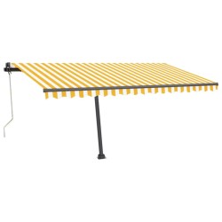 vidaXL Toldo automático LED sensor de viento amarillo blanco 450x350cm