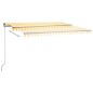 vidaXL Toldo automático LED sensor de viento amarillo blanco 450x350cm vidaXL Toldo automático LED sensor de viento amarillo blanco 450x350cm