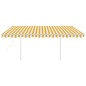 vidaXL Toldo automático LED sensor de viento amarillo y blanco 4x3,5 m vidaXL Toldo automático LED sensor de viento amarillo y blanco 4x3,5 m