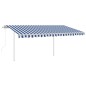 vidaXL Toldo automático LED sensor de viento azul y blanco 4x3,5 m vidaXL Toldo automático LED sensor de viento azul y blanco 4x3,5 m