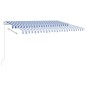 vidaXL Toldo automático LED sensor de viento azul y blanco 4x3,5 m vidaXL Toldo automático LED sensor de viento azul y blanco 4x3,5 m