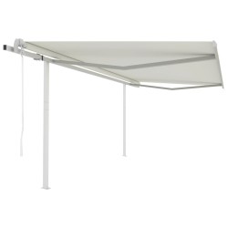 vidaXL Toldo retráctil automático con postes crema 4x3,5 m