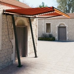 vidaXL Toldo automático LED sensor de viento naranja y marrón 3x2,5 m