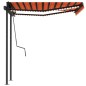 vidaXL Toldo automático LED sensor de viento naranja y marrón 3x2,5 m vidaXL Toldo automático LED sensor de viento naranja y marrón 3x2,5 m