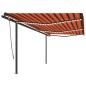 vidaXL Toldo manual retráctil con LED naranja y marrón 6x3 m vidaXL Toldo manual retráctil con LED naranja y marrón 6x3 m