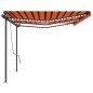 vidaXL Toldo manual retráctil con LED naranja y marrón 6x3 m vidaXL Toldo manual retráctil con LED naranja y marrón 6x3 m