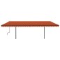 vidaXL Toldo manual retráctil con LED naranja y marrón 6x3 m vidaXL Toldo manual retráctil con LED naranja y marrón 6x3 m
