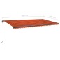 vidaXL Toldo manual retráctil con LED naranja y marrón 6x3 m vidaXL Toldo manual retráctil con LED naranja y marrón 6x3 m