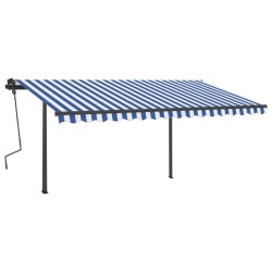 vidaXL Toldo automático con LED sensor de viento azul blanco 4,5x3,5 m