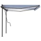 vidaXL Toldo automático con LED sensor de viento azul blanco 4,5x3,5 m vidaXL Toldo automático con LED sensor de viento azul blanco 4,5x3,5 m