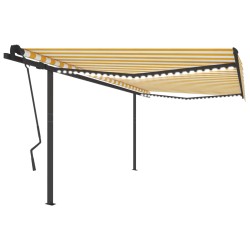 vidaXL Toldo automático LED sensor de viento amarillo blanco 4,5x3,5 m