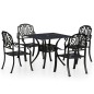 vidaXL Mesa y sillas de bistró 5 piezas aluminio fundido negro vidaXL Mesa y sillas de bistró 5 piezas aluminio fundido negro