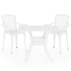 vidaXL Mesa y sillas de bistró 3 piezas aluminio fundido blanco