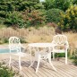 vidaXL Mesa y sillas de bistró 3 piezas aluminio fundido blanco vidaXL Mesa y sillas de bistró 3 piezas aluminio fundido blanco