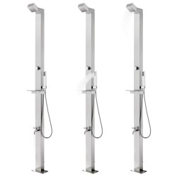 vidaXL Ducha de jardín con base gris 225 cm acero inoxidable