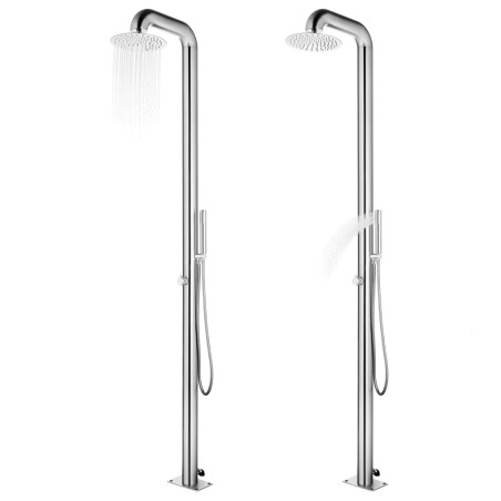 vidaXL Ducha de jardín con base marrón 230 cm acero inoxidable