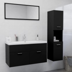 vidaXL Juego de muebles de baño madera de ingeniería negro