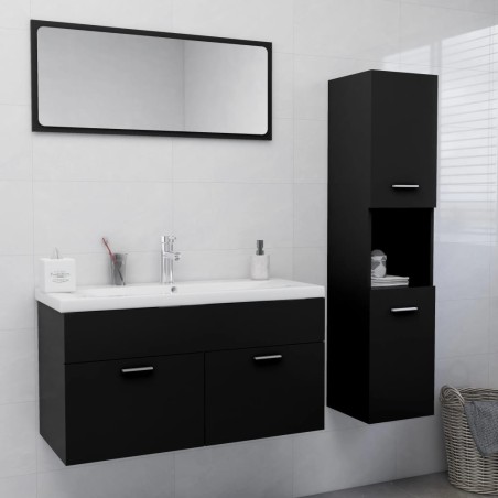 vidaXL Juego de muebles de baño madera de ingeniería negro