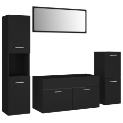 vidaXL Juego de muebles de baño madera de ingeniería negro